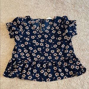 Hippie Rose Navy Floral Blouse